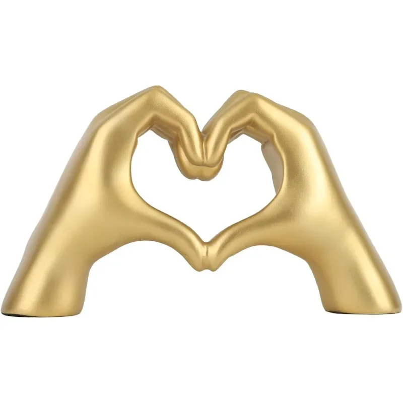 Gold Gesture decoration, heart Hand statue room decoration, Love finger sculpture wedding decoration, home decoration