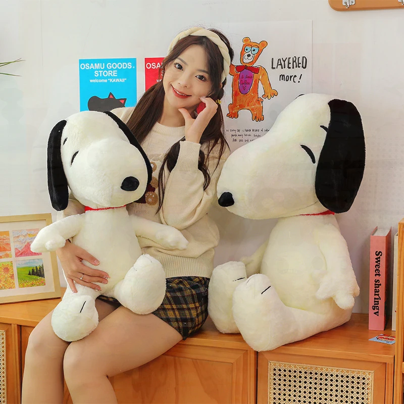 Snoopy Plush Toy Classic White Dog Stuffed Doll Large Size Soft Throw Pillow Home Decor Birthday Gift for Girls Kids Doll
