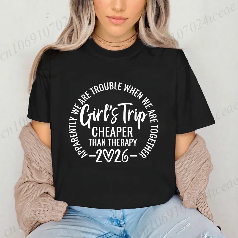 Girls Trip 2026 T-Shirts，Cheaper Than Therapy T-Shirt，Girls Weekend Summer Vacation Shirt,Besties Vacation Tee,Group Trip Gifts