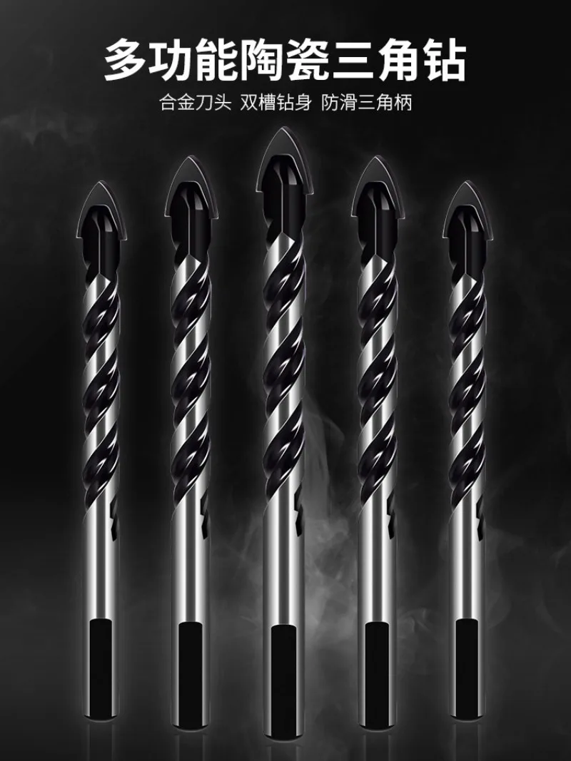 6mm Alloy Super Hard Tile Drill Bit Triangle Head for Ceramic Concrete Cement Wall Drilling & Hole Opening Wear-Resistant