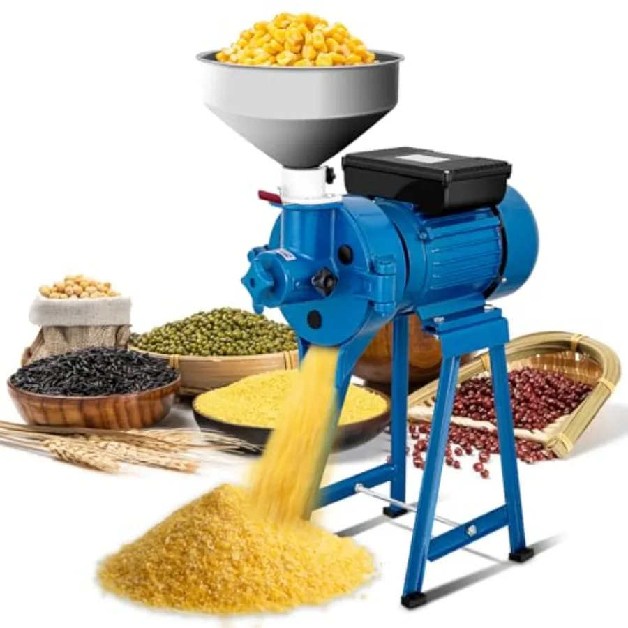 DryWet Electric Grain Mill Grinder Flour mill for Grinding Corn Rice Cereal Wheat Chilli into Fine Powder Commercial Grade 110V