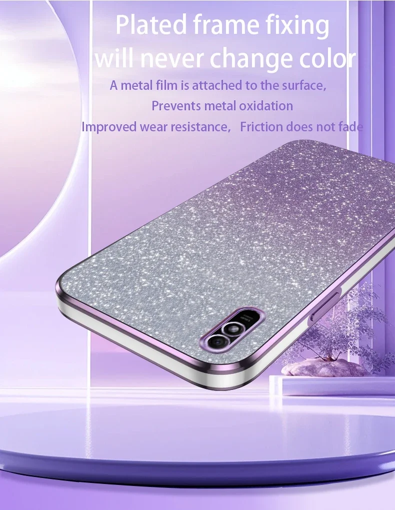 Xiaomi Redmi9A 9AT 전화 케이스 Redmi 9i Redmi 9A 9AT 럭셔리 그라디언트 반짝이 도금 실리콘 뒷면 커버 Funda