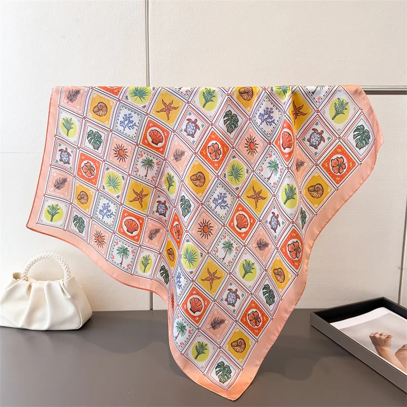 

Spring Summer Women Scarf Silk Print Satin Scarves Shawl Headband Hijab Bandana Wrap Bufanda Fashion 70*70cm