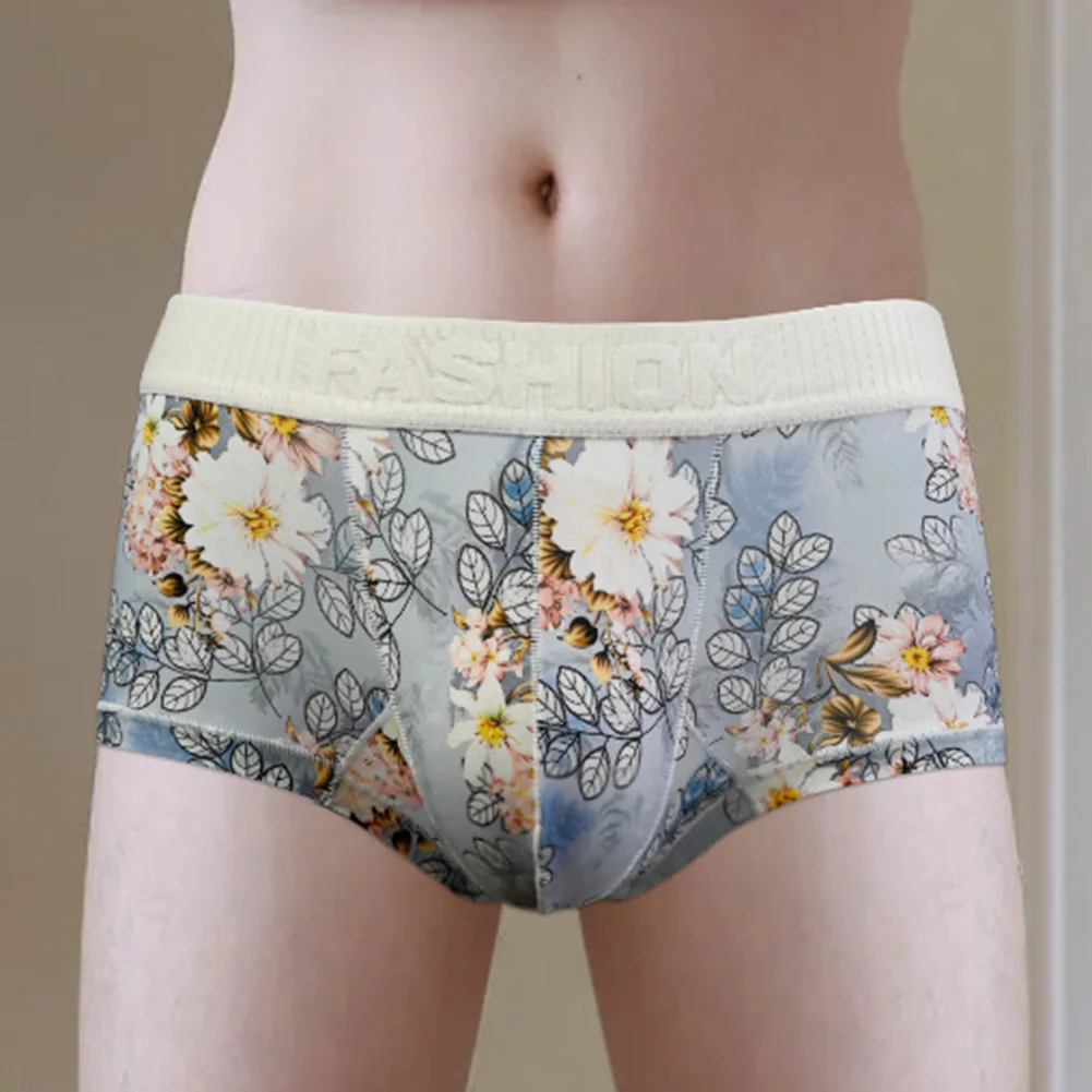 Everyday Use XL Yellow Ice Silk Boxer Briefs Sexy Pouch Underwear For Men Boxer Breathable Trunks Classic Style