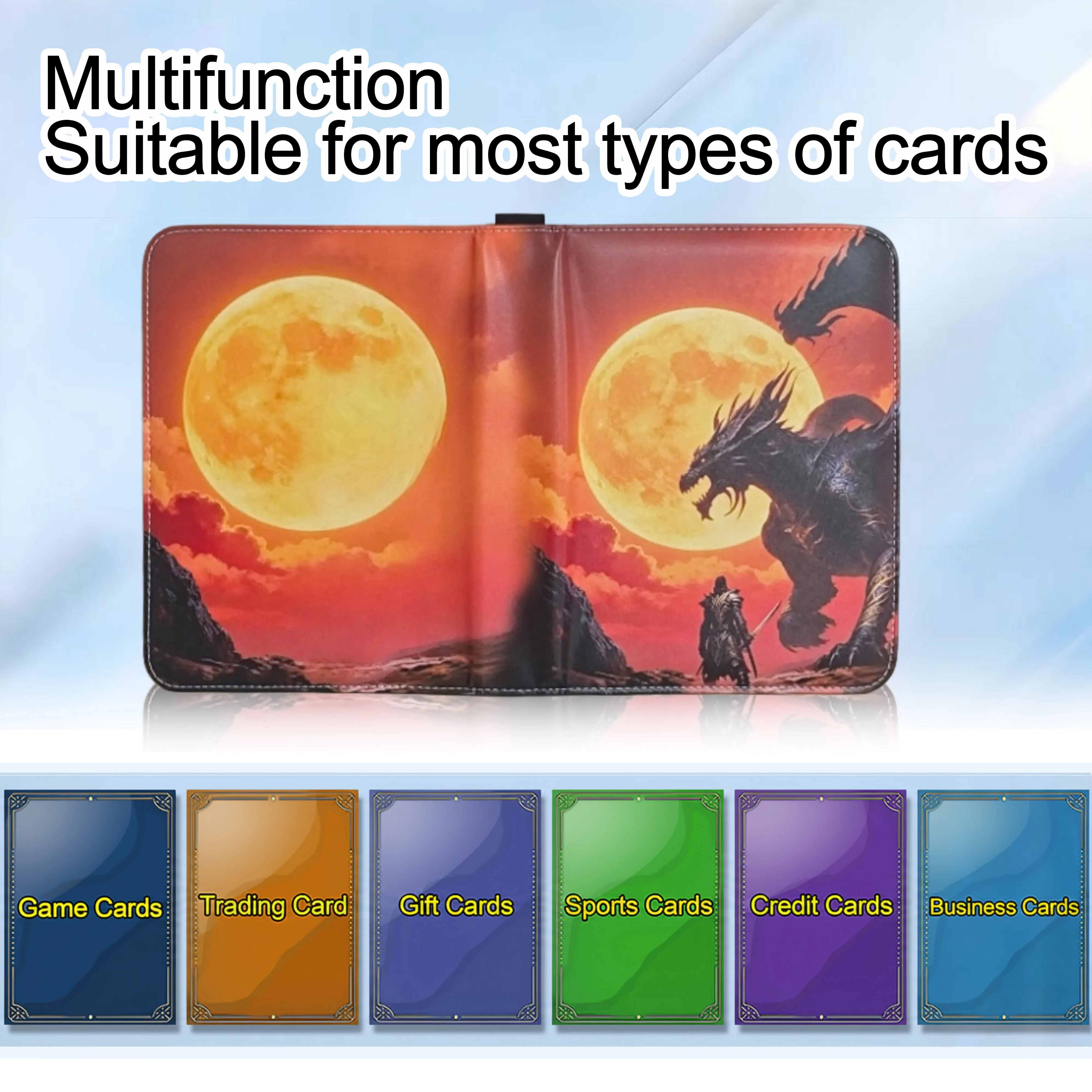 4-Pocket Card Binder, Premium Zipper Trading Card Binder, 50 Double-Sided Pocket Pages, Can Hold 400 Cards, Suitable for Games, Baseball, Mtg/Yu-Gi-Oh!/Tcg Card Storage, Card Protection for Collecting