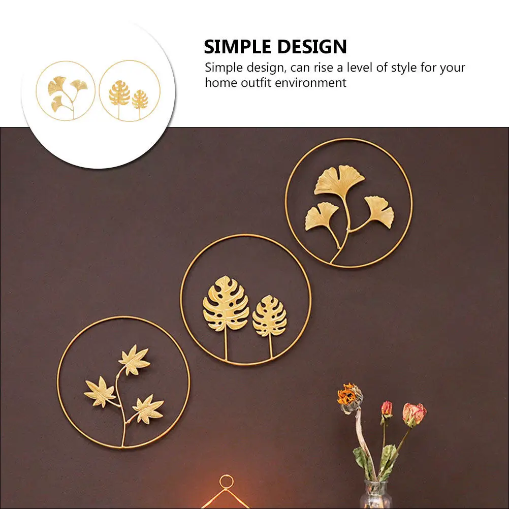 2Pcs Metal Leaf Wall Adornment Northern Europe Color Elegant Home Decor Background Wall Decoration Living Room