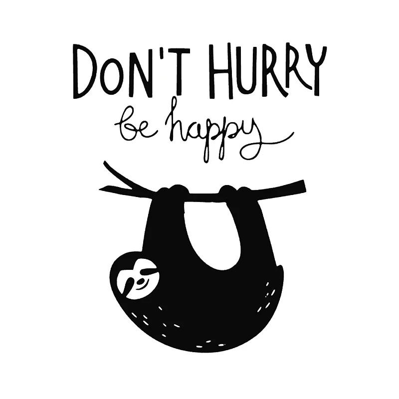 Car Sticker Sloth Don't Hurry Be Happy Vinyl Decal Cute and Interesting Fashion Sticker Decals Car Accessories,16CM*13CM