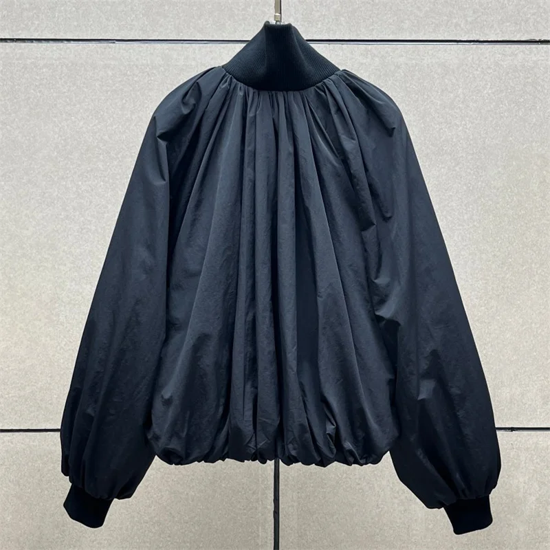 Immagine 3: Giacca imbottita da donna, nuova collezione autunno 2026, giacca spessa in maglia a coste con inserti, collo alto, antivento, cappotto invernale da donna.