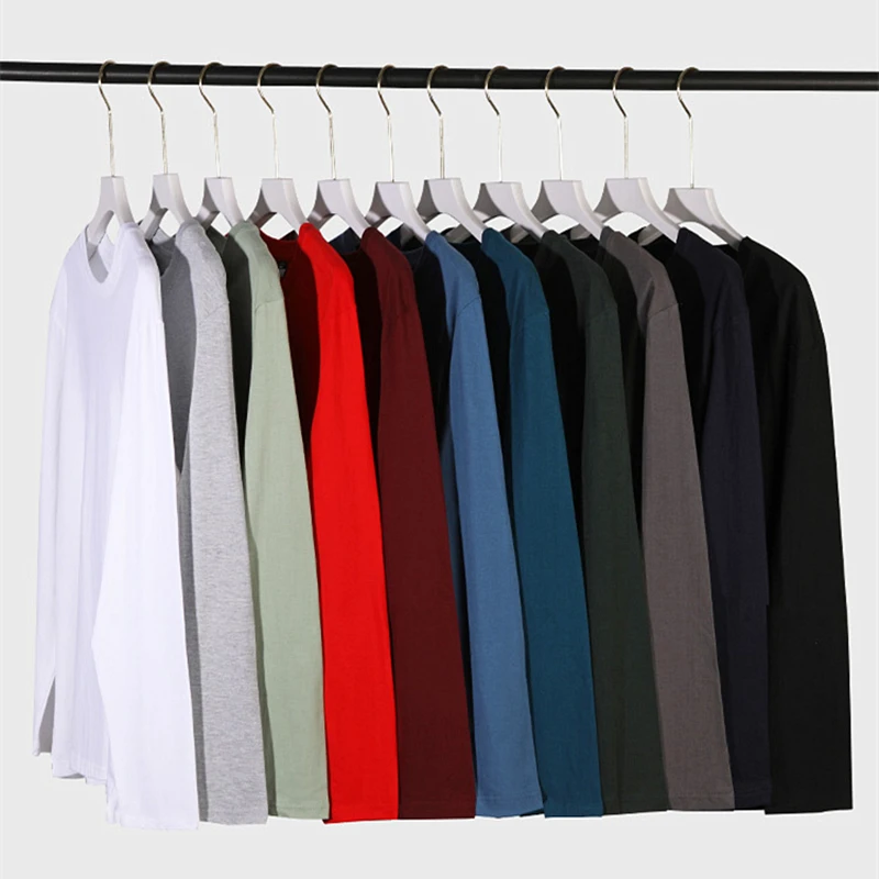MRMT 2024 Brand Mens T-Shirt 180g Pure Cotton Solid Color Long-Sleeve Men T Shirt Loose O-Neck Bottoming Man T-shirts Tops Tees