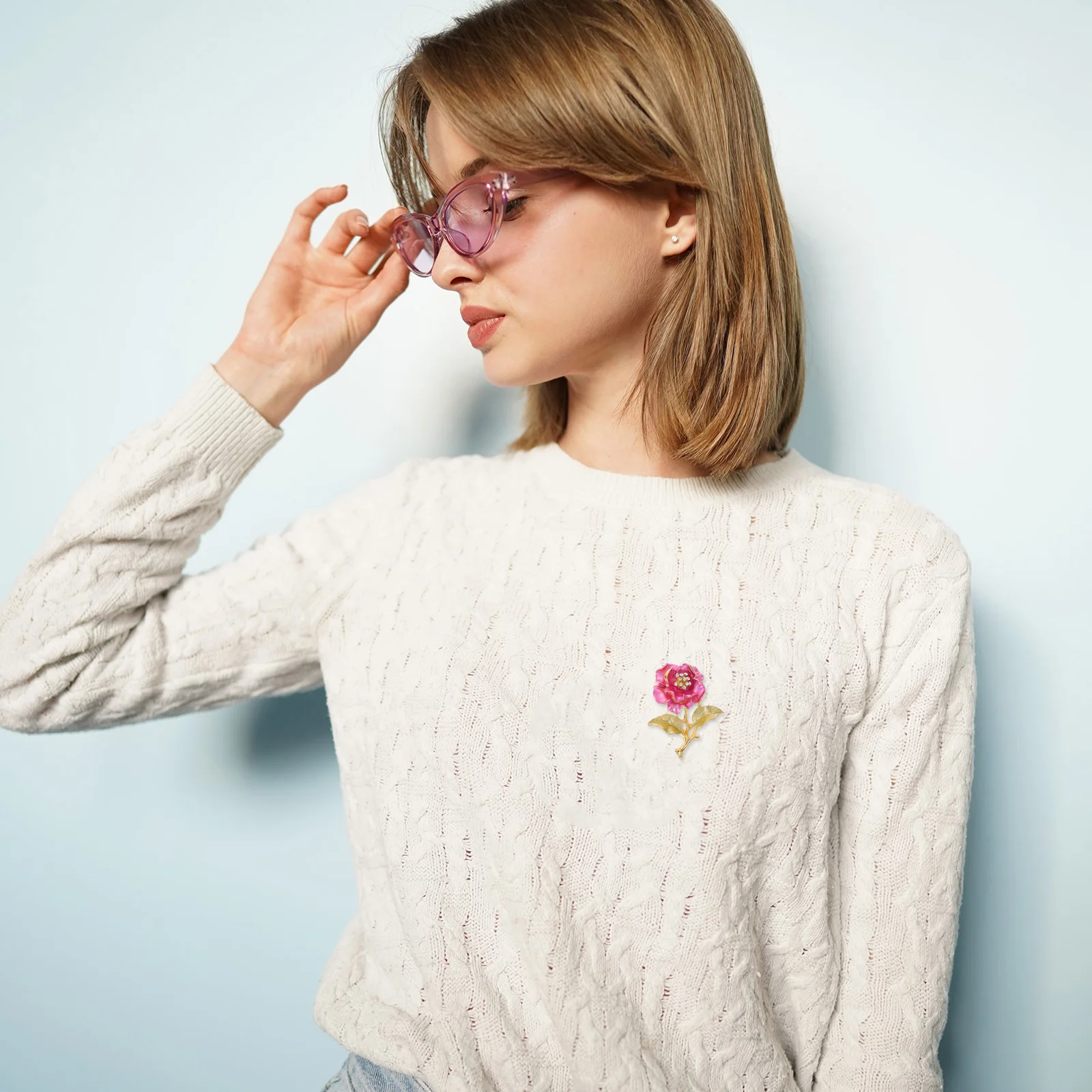 بروش سبيكة زهرة دبوس الصدر حجر الراين مجوهرات الزخرفية هدية للنساء حفل زفاف عيد الحب #3