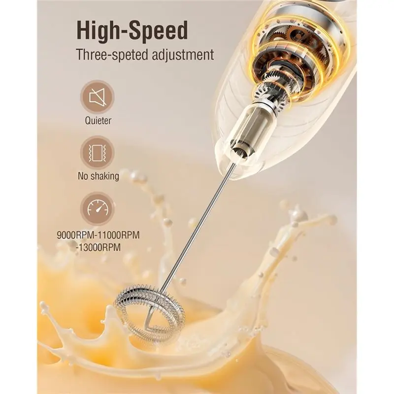 A05G-Electric For Milk Frother For Milk Coffee,Cappuccino, Handheld,Stainless Steel Drink Foam Mixer With LED Digital Display