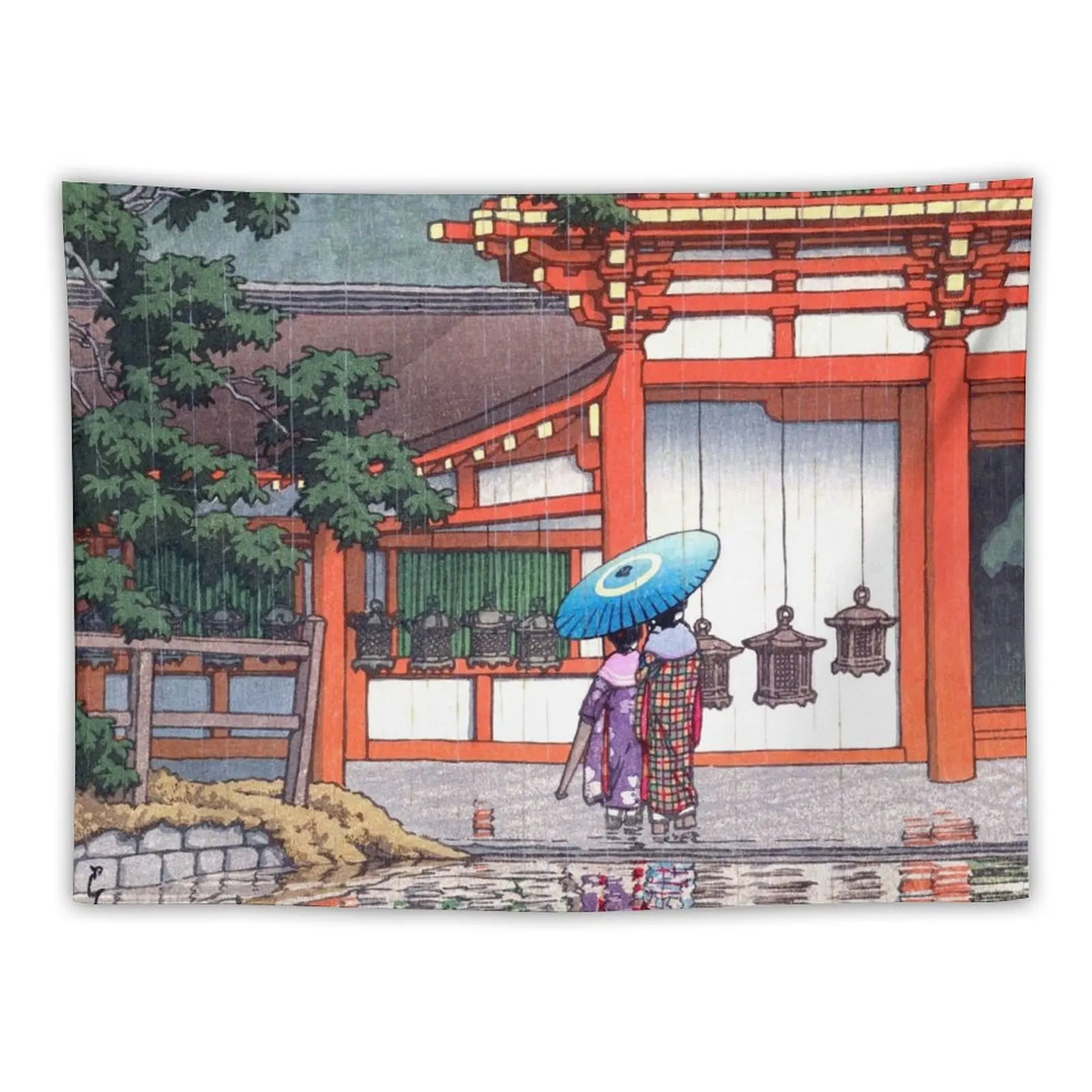 Kasuga Shrine in Nara (1933) by Kawase Hasui (Japanese, 1883-1957) Tapestry Aesthetic Decoration Room Aesthetic Tapestry