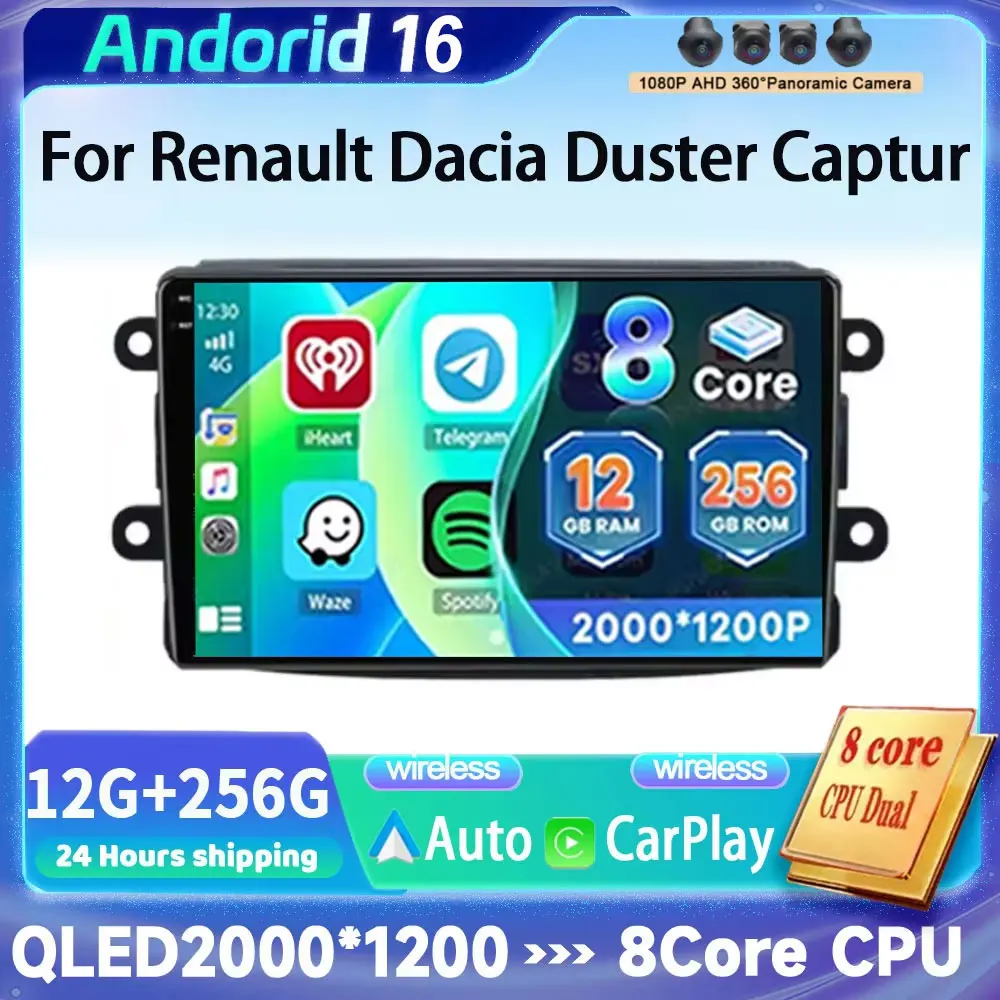 2din For Renault Dacia Duster Captur Symbol Logan Dokker Sandero Lodgy Android Car Radio multimedia Player Carplay Auto NO 2DIN