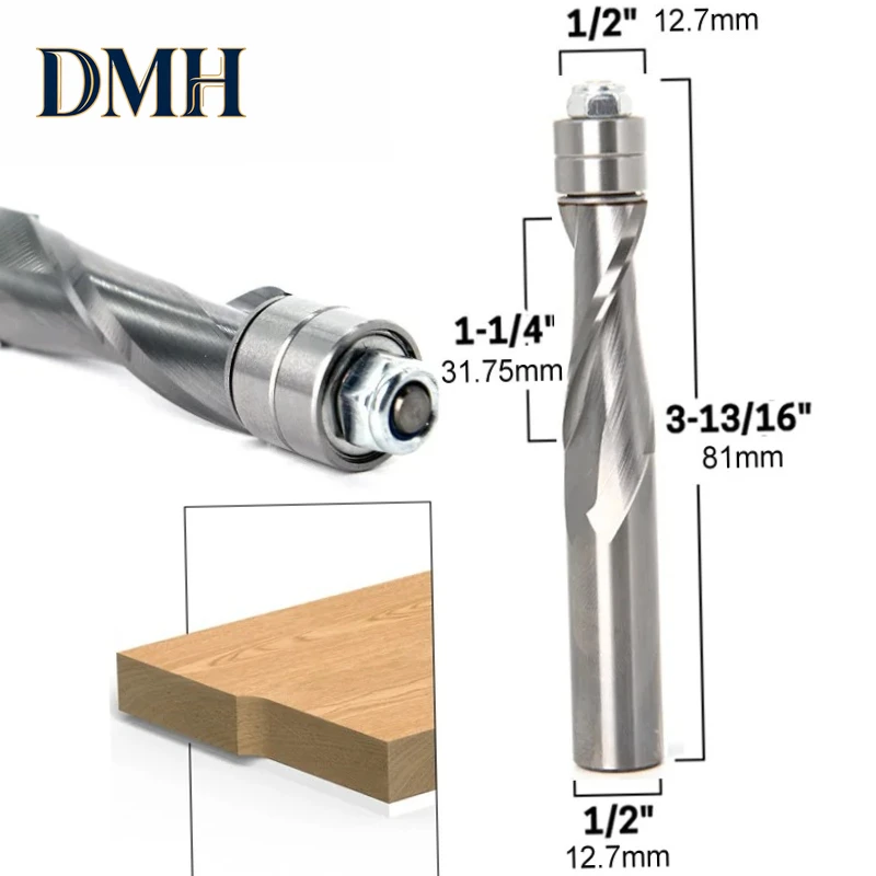 

Фрезы DMH для обработки дерева, концевые фрезы, фрезы для ЧПУ, инструменты для деревообработки, хвостовик 1/2" (12 мм), спиральная фреза для выравнивания кромки, цельнотвердосплавная, модель B