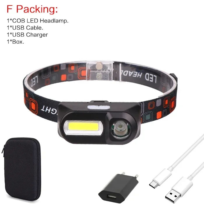 6500LM superheldere XPE + COB-koplamp 6 modi oplaadbare koplamp waterdichte hoofdlamp met 18650 batterij voor kamperen wandelen