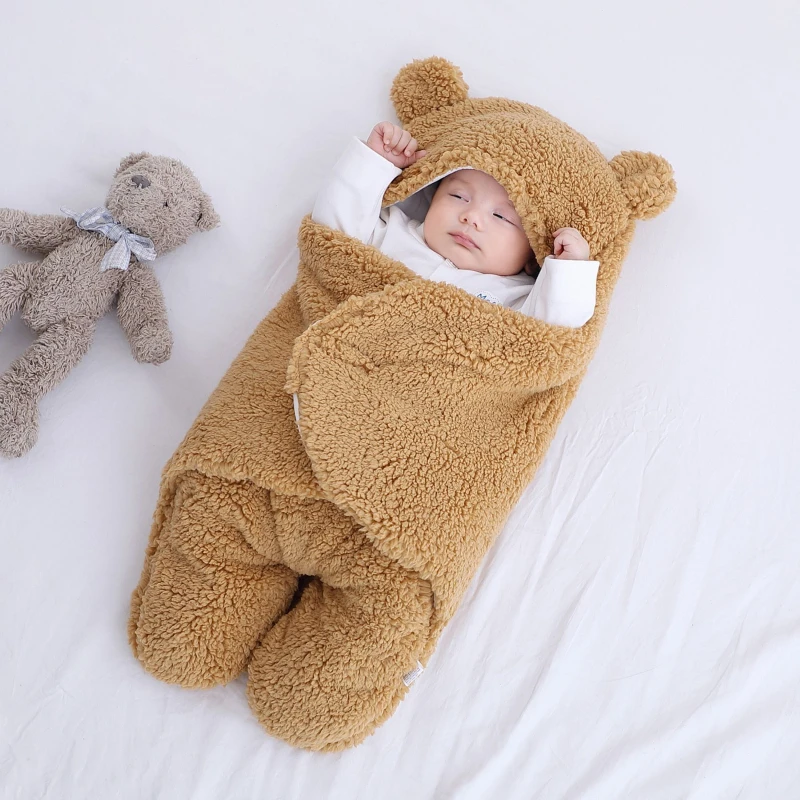 Newborn Baby Sleeping Bags Soft Baby Wrap Blankets Bedding Envelope For Newborn Winter Thicken Fleece Infant Sleepsack 0-3 Month