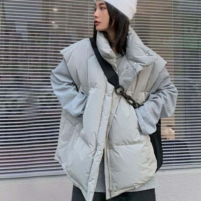 Cotton Vest Women's Autumn Winter New in Item Stand Collar Thickened Cold Proof Warm Thick Casual Commuting Jacket Top