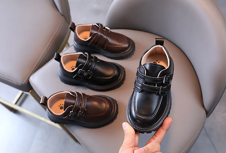 2026 Kinder Herbst Lederschuhe Lässige Schulschuhe für Jungen und Mädchen Einzelschuh Größe 21-30 Kleinkind Schwarz Braun Runde Zehenpartie Freizeitschuhe für Kinder – Detail 3