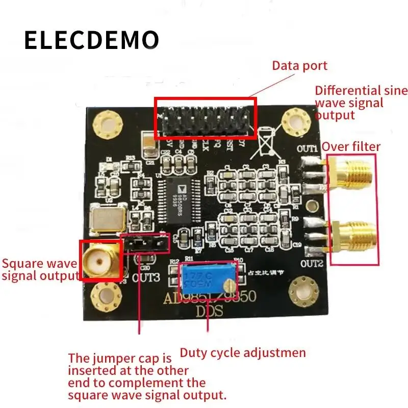 DDS Signal Generator Module, High Speed, Sine Square Wave, Adjustable Duty Cycle, STM32 Programmable,AD9850
