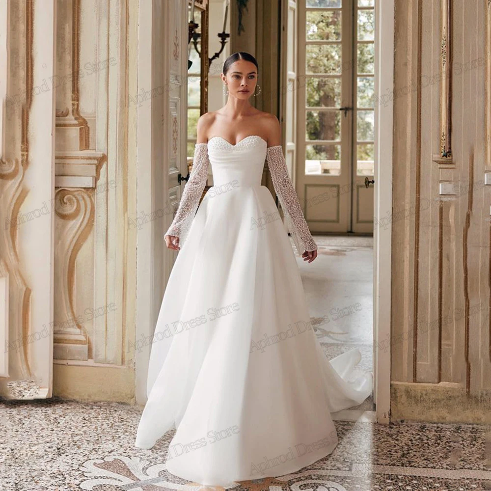 Vestidos De Novia elegantes y sencillos para mujer, línea A, tul escalonado, escote Corazón, Espalda descubierta, glamurosos, 2024