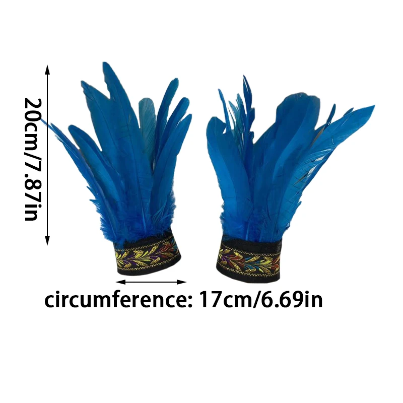 2pc Natural Feather Cuffs Gloves Gothic Cosplay Costume Accessories Bracelets Carnival Stage Accessories