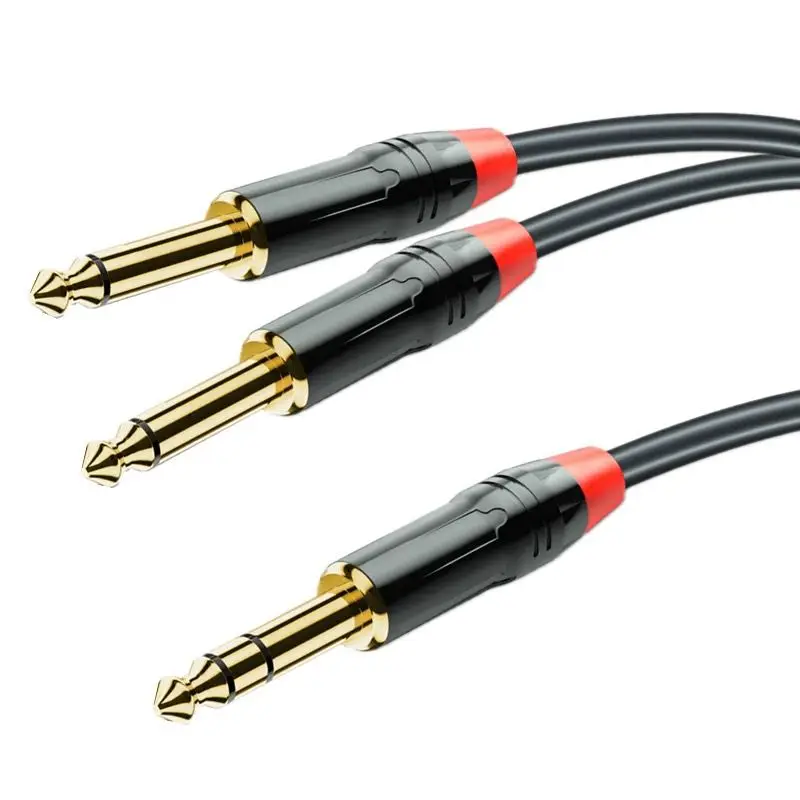 0.5m Mono Y-Shaped Mixer Cable 6.35mm Large Three Core to Dual Large Two Core 1/2 Audio Cable 6.35 Stereo to 2 * 6.35 Mono