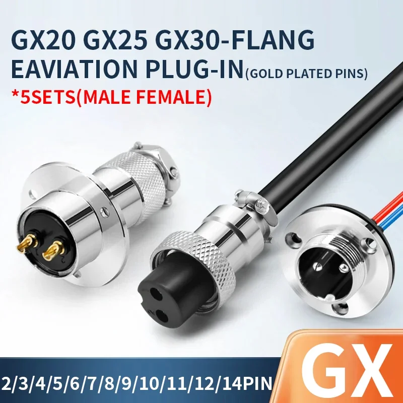 

5sets M20 M25 M30 DF20 DF25 DF30 GX20 GX25 flange mounting 3-hole aviation plug 2Pin 3/4/5/6/7/8/910/11/12/14pin connectors