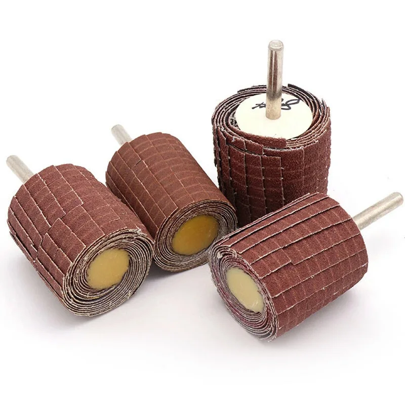 Beicai 1pcs 6mm Shank 80~400 Grit Sanding Cloth Wheel Wood Metal Abrasive Grinding Derusting Buffing Polishing Curved Surface