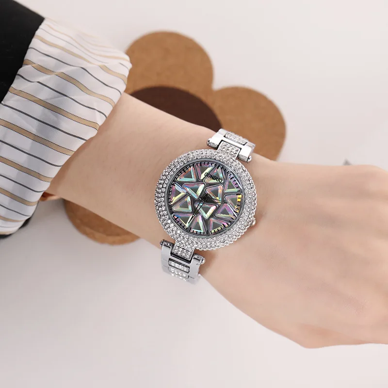 ZH92 Fashionable Woman watch with waterproof and colorful mirror, rotating quartz watch, casual clock gift watches for woman