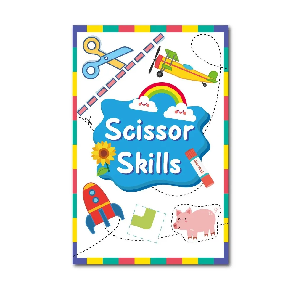 Książka do wycinania z papieru dla dzieci, książka Montessori do nauki sztuki, książka do ćwiczeń wycinania, rękodzieło, kreskówki