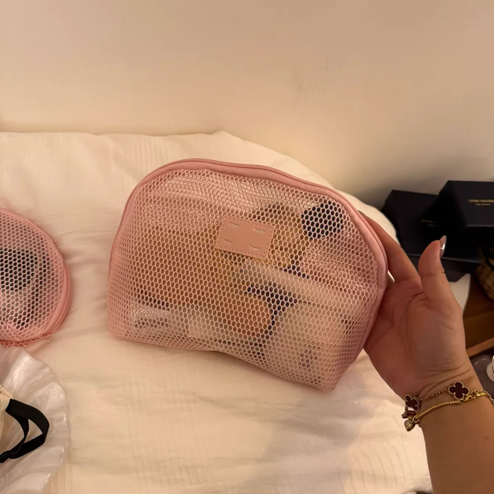 Полукруглая сетчатая косметичка, легкая сумка для губной помады, прозрачная косметичка, сумка для мытья, сумка для хранения туалетных принадлежностей на молнии, уличная