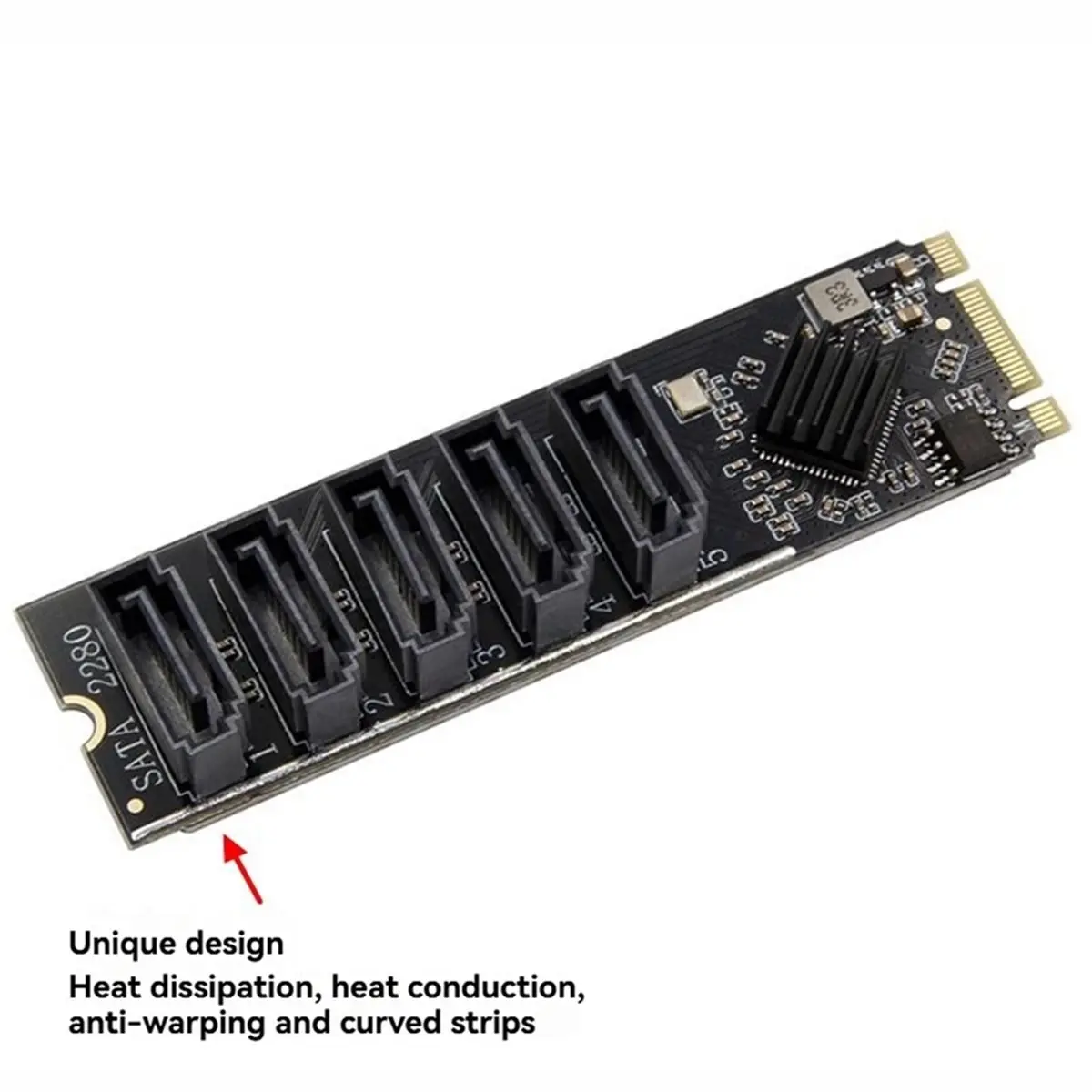 A40I M.2 NGFF B-KEY to SATA Adapter SATA Port Multiplier M.2 to 5 Ports SATA3 6Gbps SSD Expansion Card JMB585 Chip