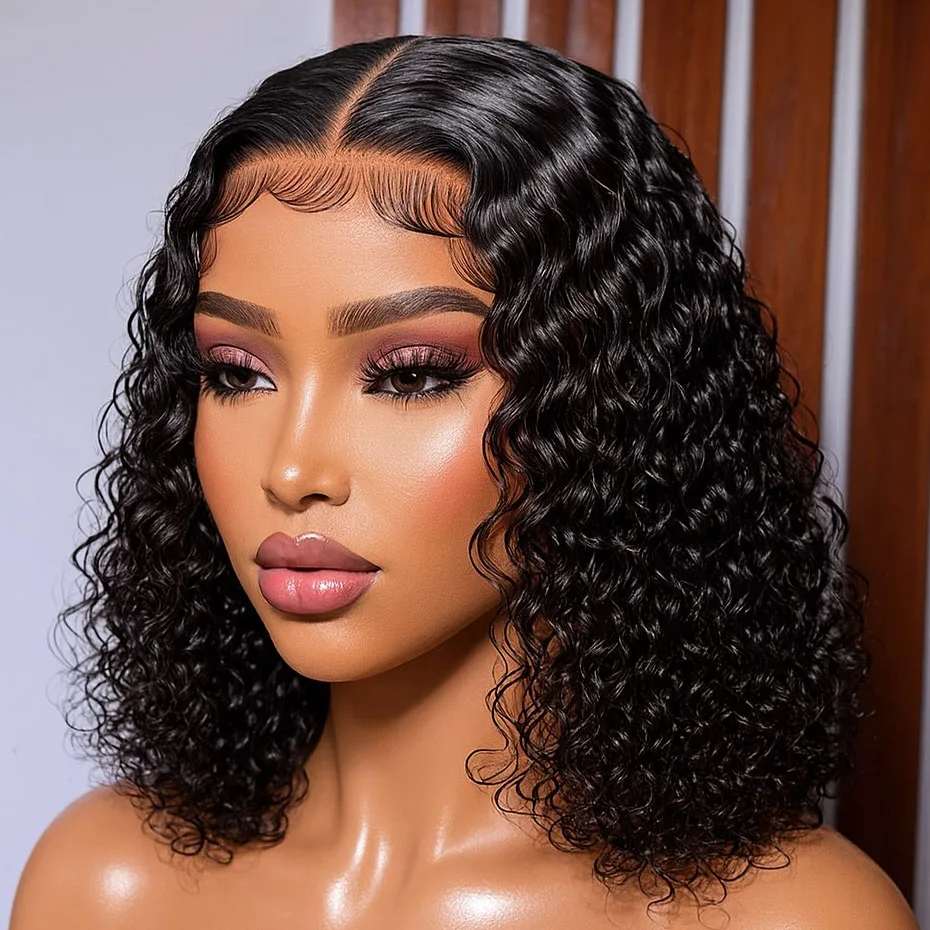 

Парик 13x6 Water Wave 250 Density Super Double Drawn Curly Bob 5x5 без клея, 100% натуральные человеческие волосы, парик с фронтальной шнуровкой 13x4 для чернокожих женщин