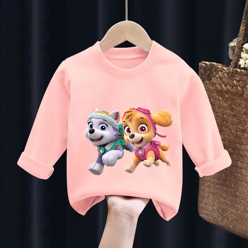 Camisetas de manga larga de la Patrulla Canina, camisetas interiores de cuello redondo de Anime Chase Skye para niños, camisetas de dibujos animados para otoño y primavera, ropa para niños, regalo