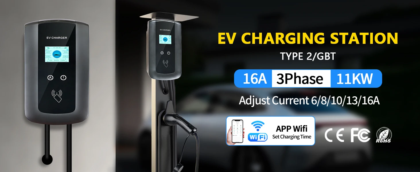 Kolanky 16A 11KW Fast Home EV-Aufladung EV-Station Typ 2 Tuya APP Wifi Timer Ladegerät Elektrofahrzeug Hybrid Auto Gesamtlänge 5M – Detail 1