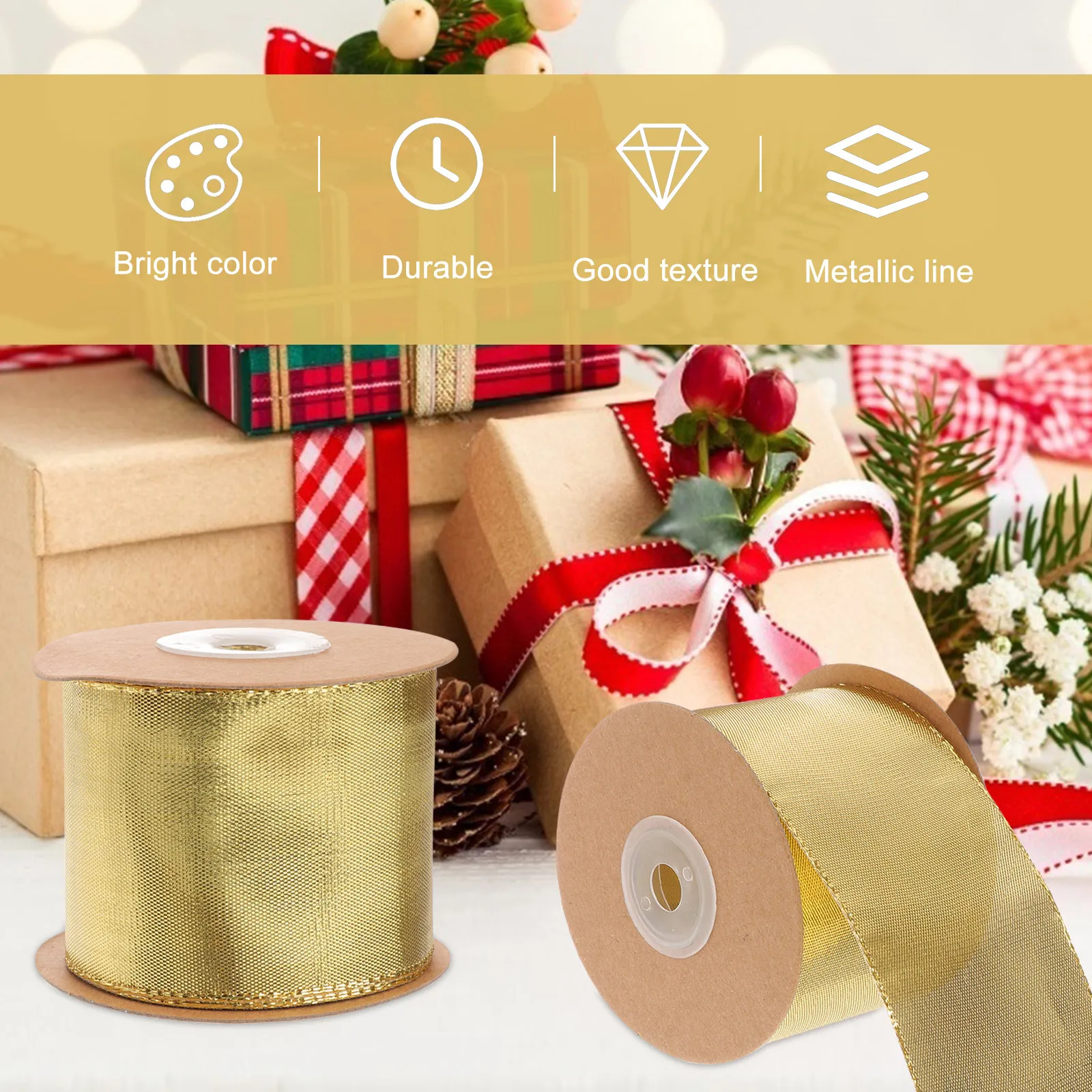 1 Roll Stylish Gift Packaging Ribbon Bright Color High Quality Material Easy Cut Trim for Gift Pouches Favor Bags Craft Projects