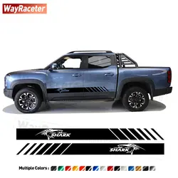 Creative Car Sticker Door Side Stripes Carbon Fiber Vinyl Decal For BYD Shark 2024 2025 4X4 Pick Up 6 Accessories
