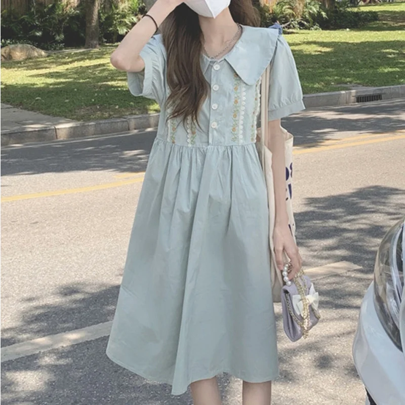 

Dresses Women Fashion Preppy Style Casual Summer Holiday All-match Female Vestidos Korean Student Tender Basic Party Wear Daily