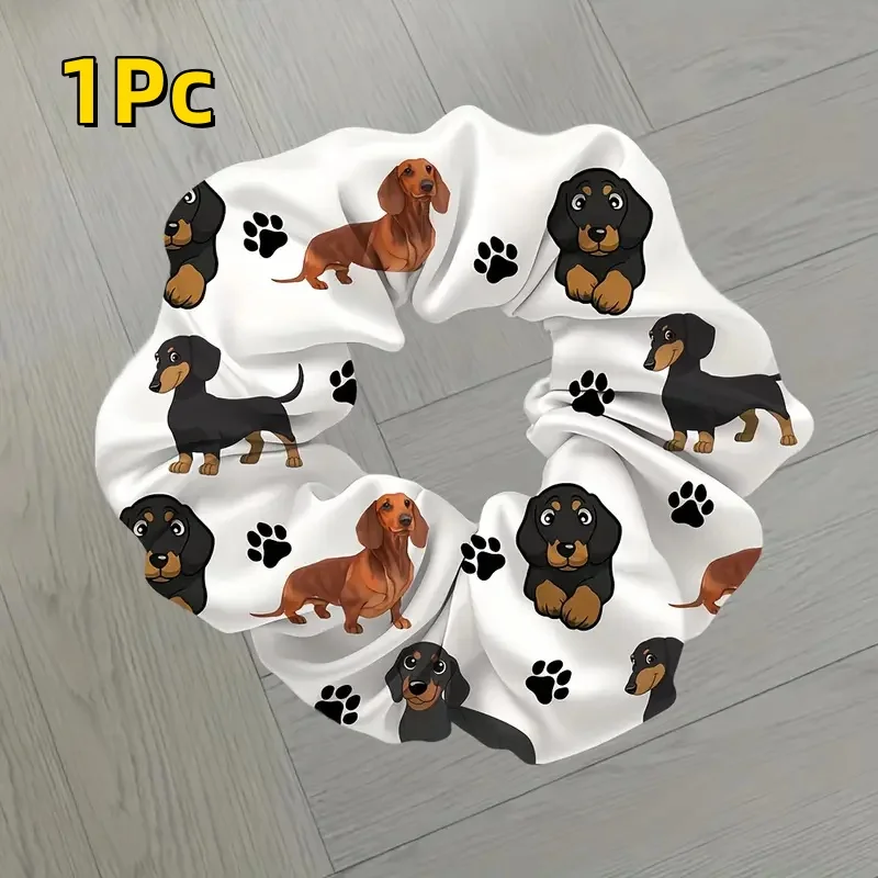2 Stuks Leuke Teckel Haar Tie Hoge Elasticiteit Duurzame Haarband Met Schattige Teckel Print No-Slip Haaraccessoires voor Vrouwen - afbeelding 1