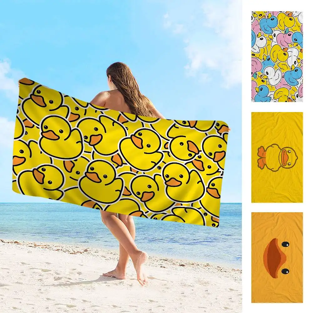 Yellow Classic Rubber Duck Beach Towel Colorful Bath Towels For Girl Microfiber Quick Dry Custom Sand Free Beach Yoga Spa