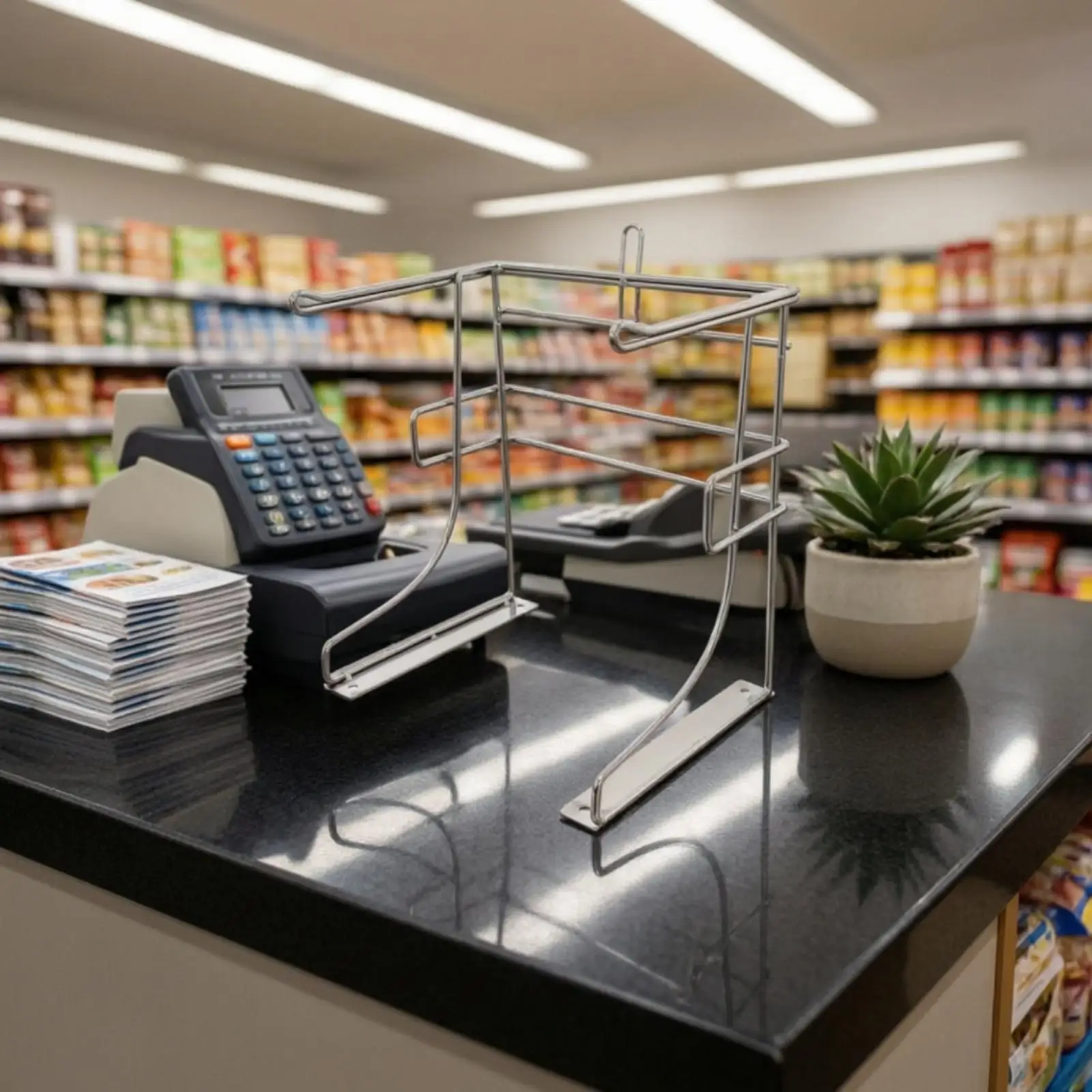 Shopping Bag Holder Rack Commercial Wire-Frame Shopping Bag Rack Grocery Sack Holder Stable Easy Dispensing for Shop Owners