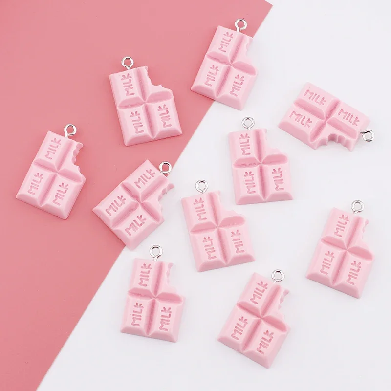 10pcs Resin Chocolate Charm Dessert Food Charms for Necklace Bracelet Earring Diy Jewelry Making Accessories Keychain Findings