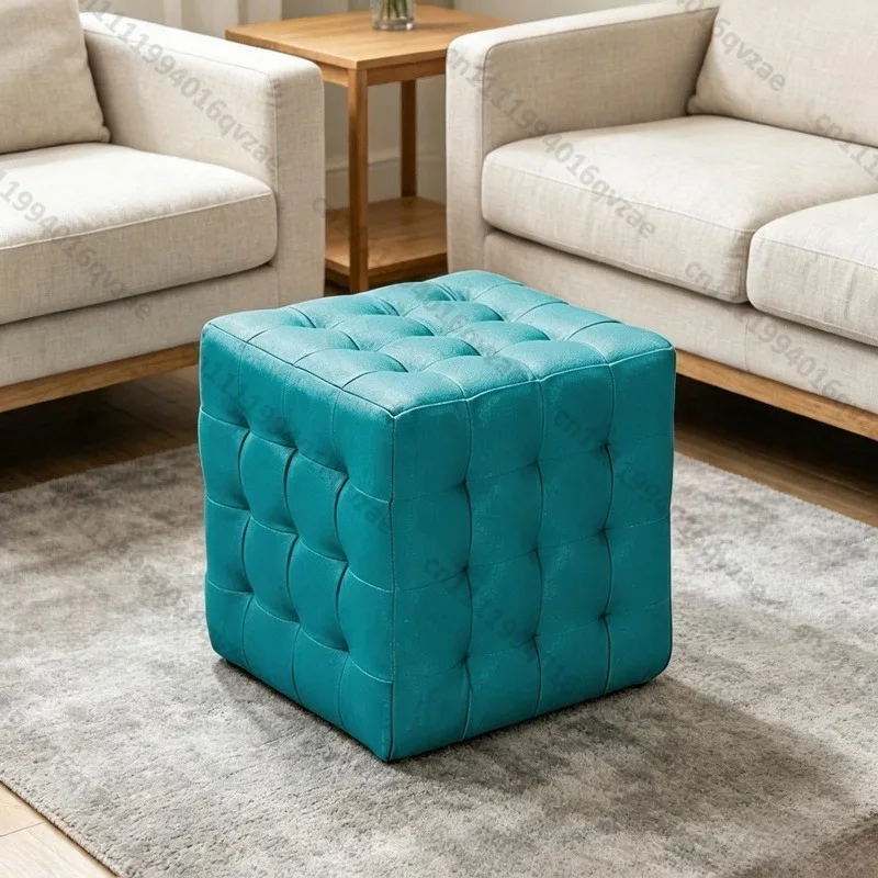 Custom Fabric Lounge Chair with Round Footstool, Suitable for Home or Hotel Living Room, Upholstered Lounge Chair