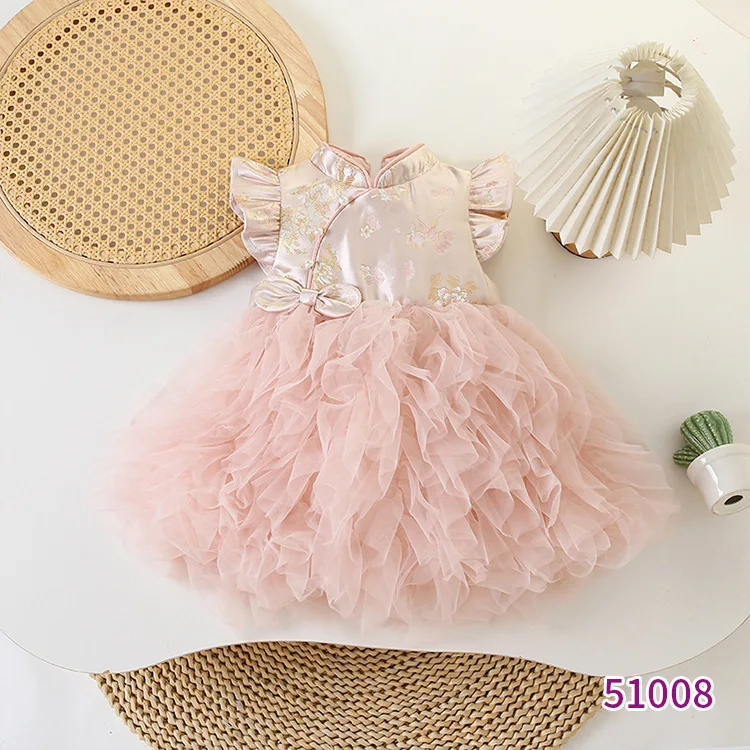 

Одежда Tianjing, новинка лета 2025 года, детское платье принцессы понг на день рождения и первый год для девочек