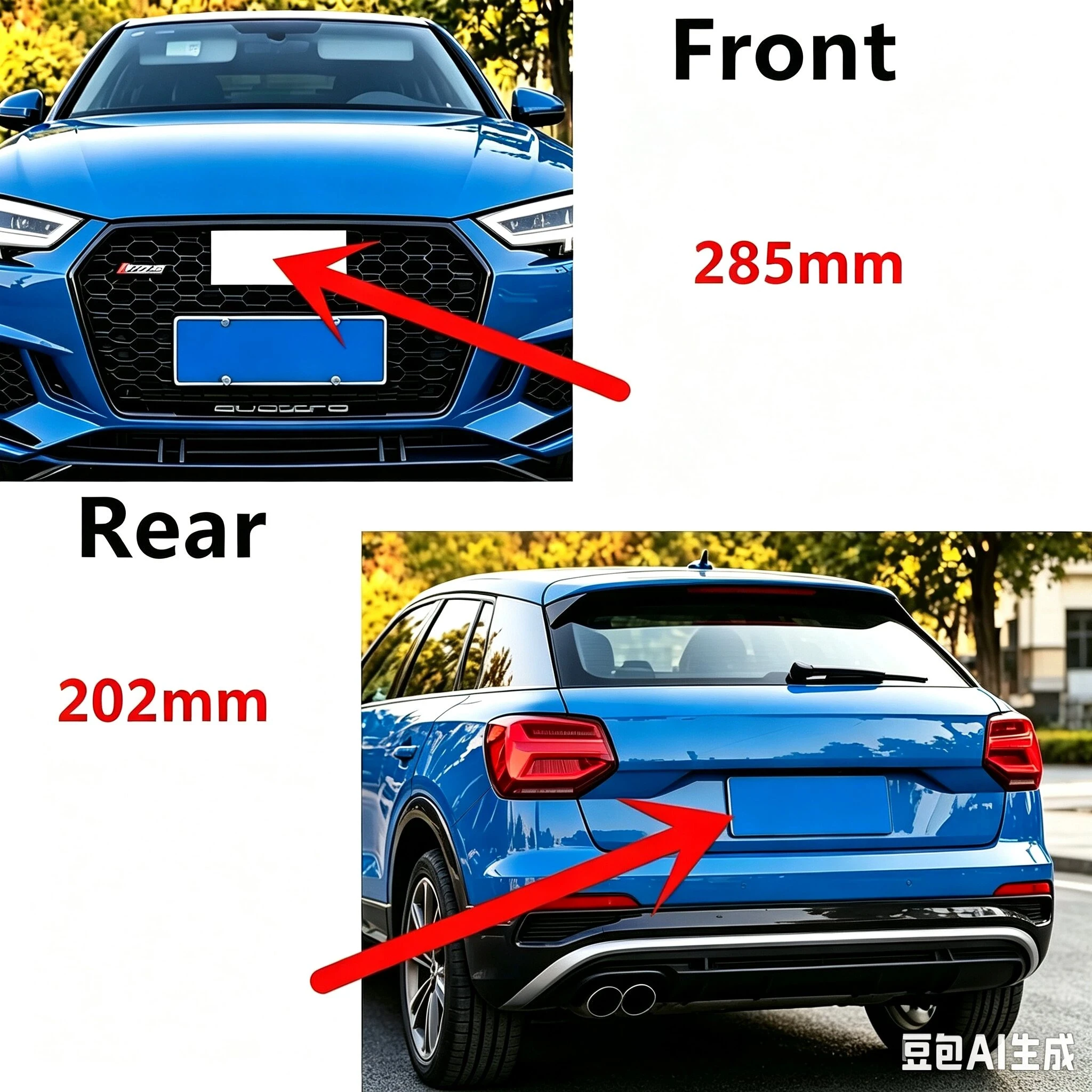 Replacement 4 Ring logo ABS Silver/Black Car Hood Front Bonnet Grill Rear Trunk Emblem Badge Sticker For Audi Q3 2013-2022