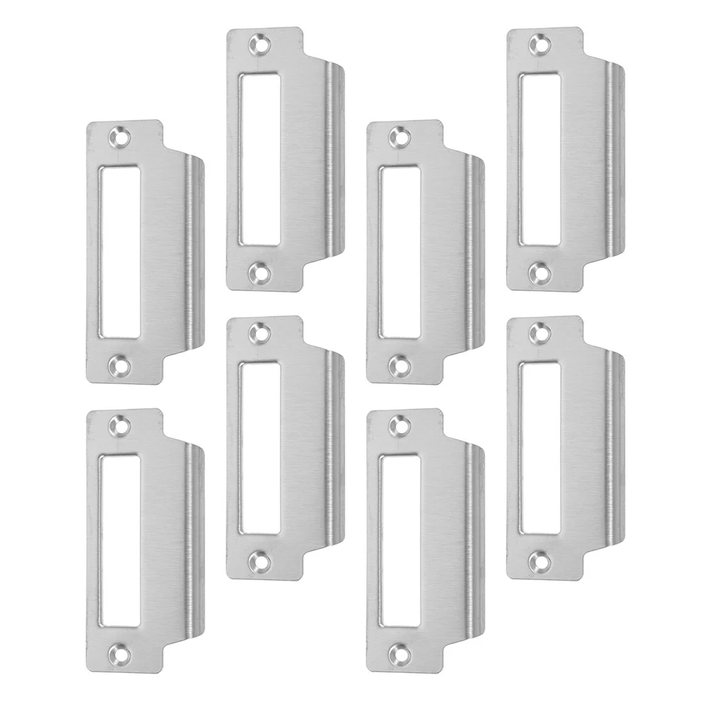 

8pcs Stainless Steel Strike Plate Security Reinforcement Metal Door Guard For Home Office Hotel Door Security Device