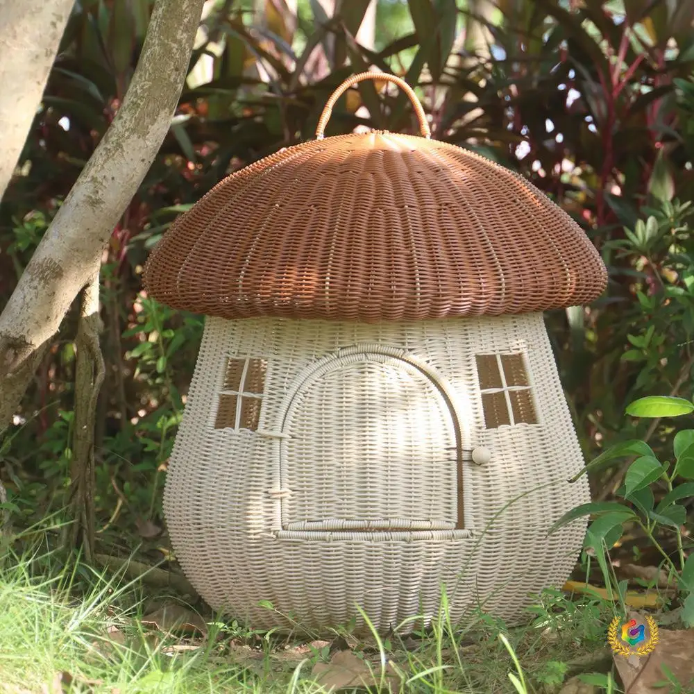 

DSA Closed Outing Home Dual-purpose Pet Nest Vine Woven Nest Cute Cat and Dog Nest Anti-Vine Mushroom House Cat Bed