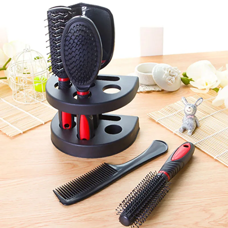 Profissional Anti-Static Cabeleireiro Comb and Mirror Kit, Storage Holder, DIY Hair Styling, Cabeleireiro Combs, Ferramentas de maquiagem, 5pcs por conjunto