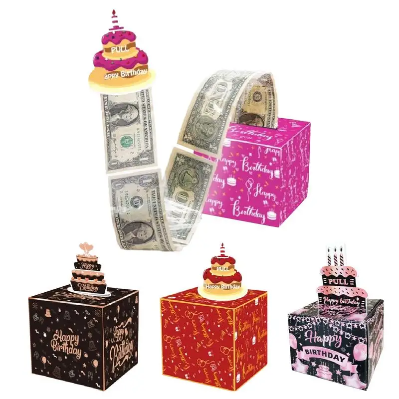 Birthday Cash Pull Gift Box Money Pulling Box Cash Gift Box Cash Black Money Clip Funny Surprise Birthday Cake Decoration