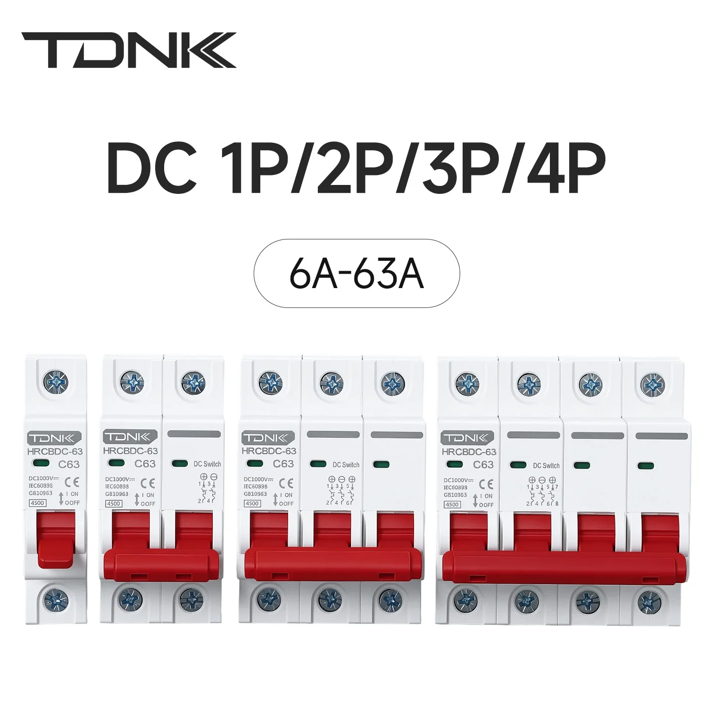 Solar Mini Circuit Breaker 2P DC 1000V Overload Protection Switch 6A 10A 16A 20A 25A 32A 40A 50A 63A for Photovoltaic PV System